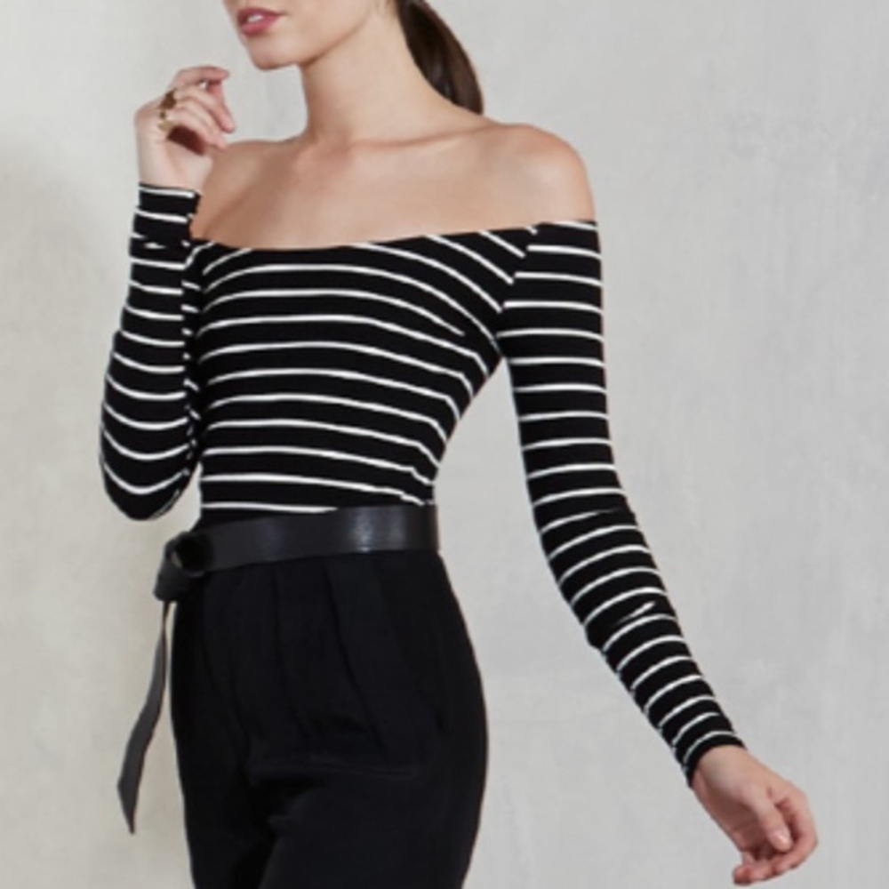 Reformation off the shoulder striped top. Size S